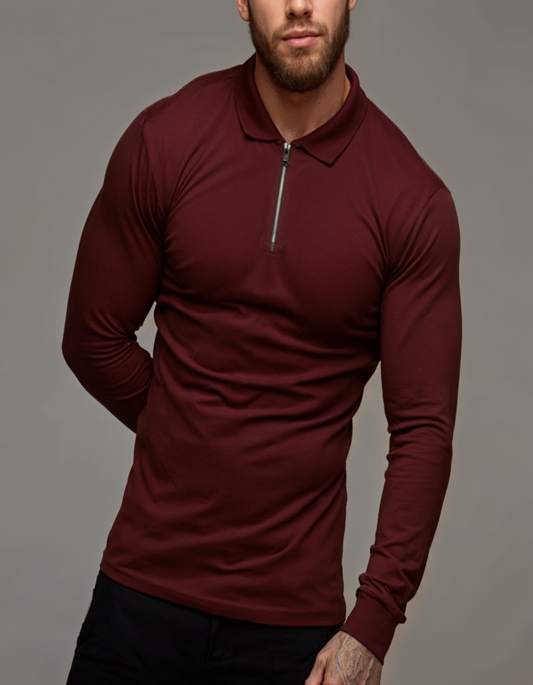 THE LONGSLEEVE ZIPPER POLO SHIRT